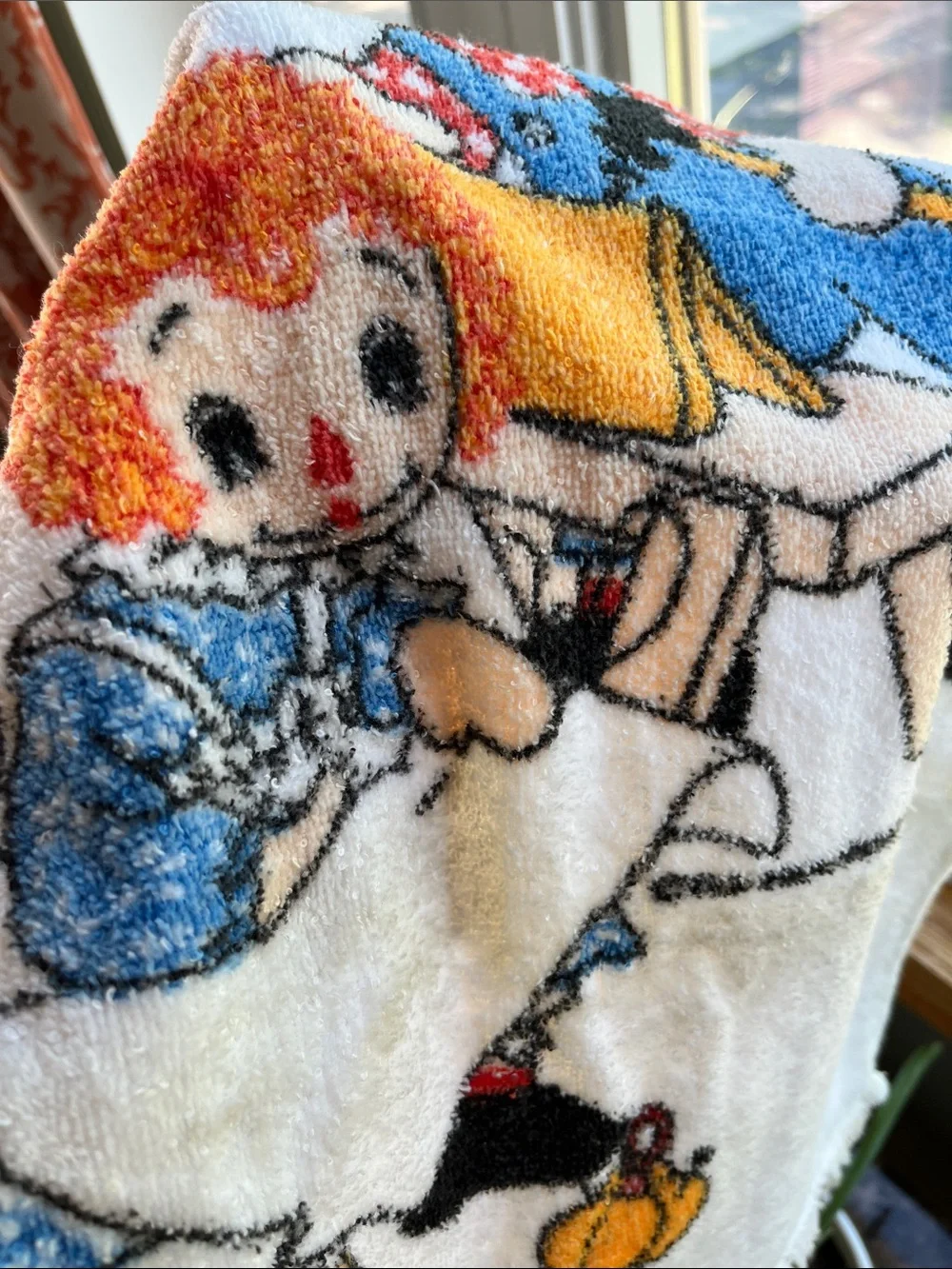 Vtg Raggedy Ann & Andy Bath & Hand Towel Home Sweet Home Bobbs Merrill MCM *READ